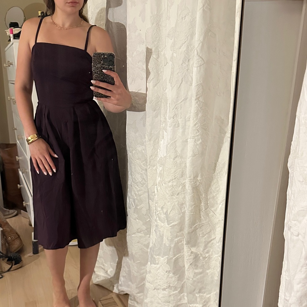 Necessary Objects Dark Purple Midi Dress